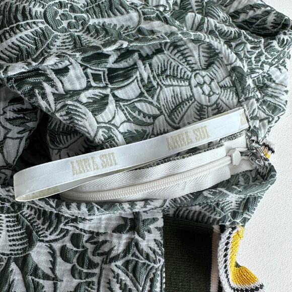 Anna Sui Floral Jacquard Mini Skirt Green A-Line Mod Retro Size 4 - Picture 5 of 6